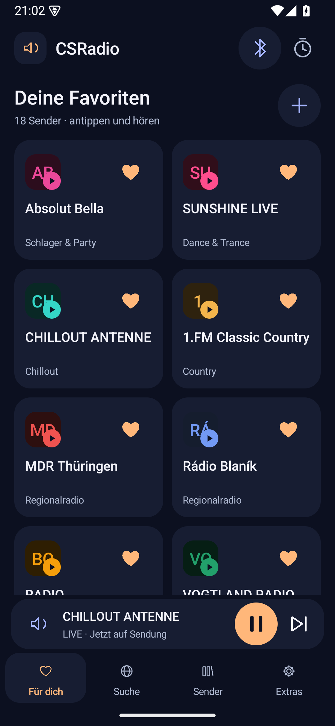 CSRadio: aktuelle Appansicht