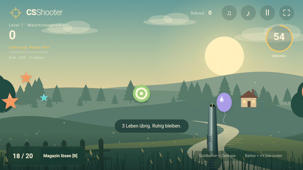CSShooter 1.0.1: Ballons und Zielscheiben in der aktuellen Android-Spielansicht